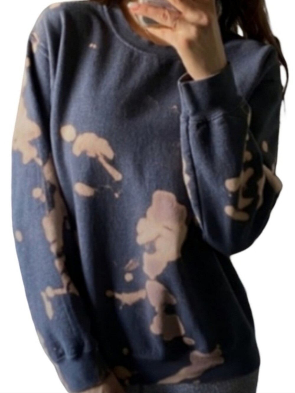 Custom Bleach Dyed Sweatshirt Gildan Tie Dye Gray Oversize Heavy Grey Unique Top